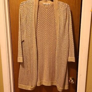 Peter Nygard Cream Chevron Cardigan Sweater